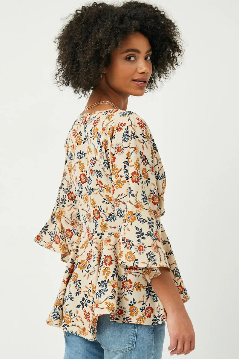 Womens Floral Print Dolman Peplum Top sold by Hayden product image thumbnail 4