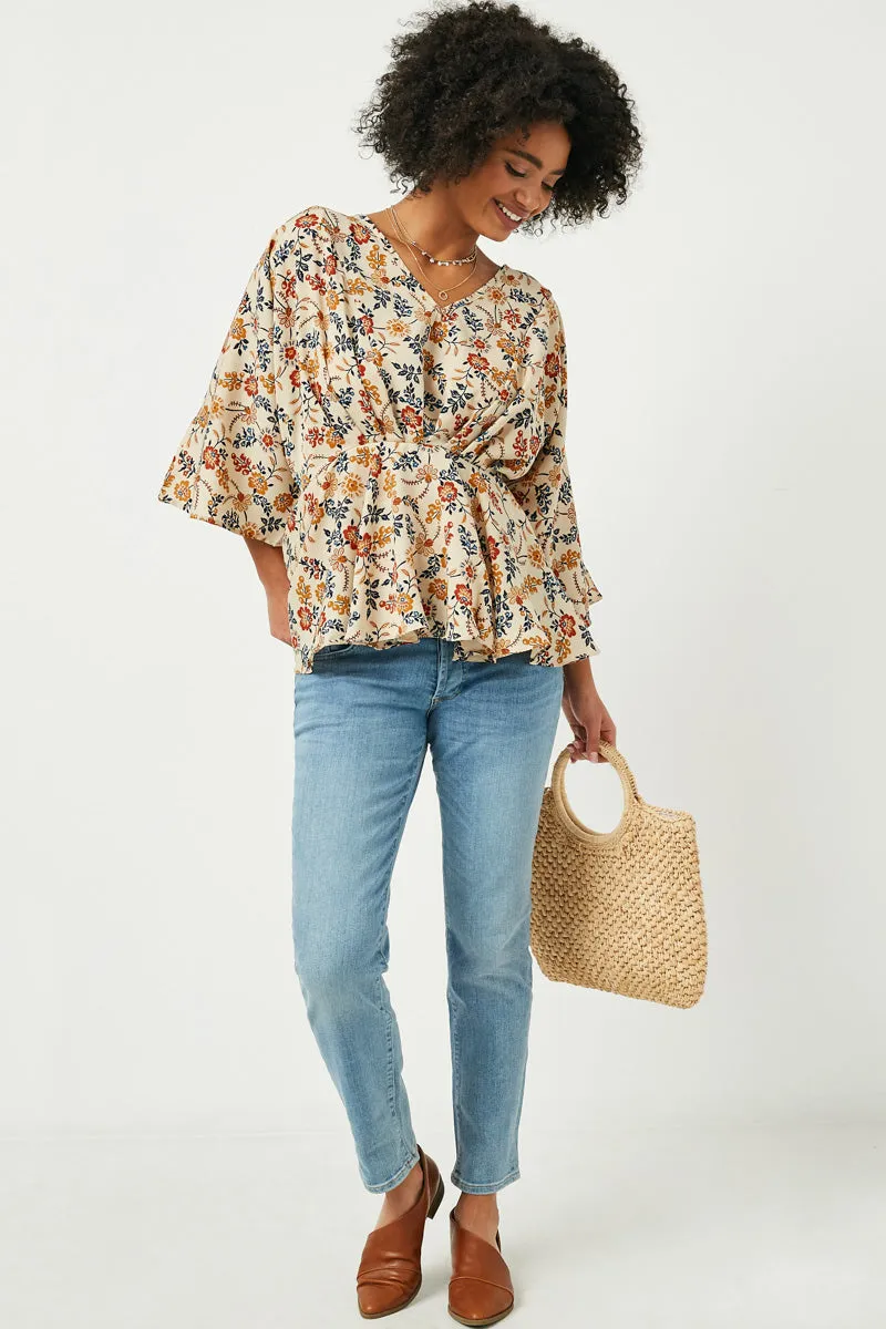 Womens Floral Print Dolman Peplum Top sold by Hayden