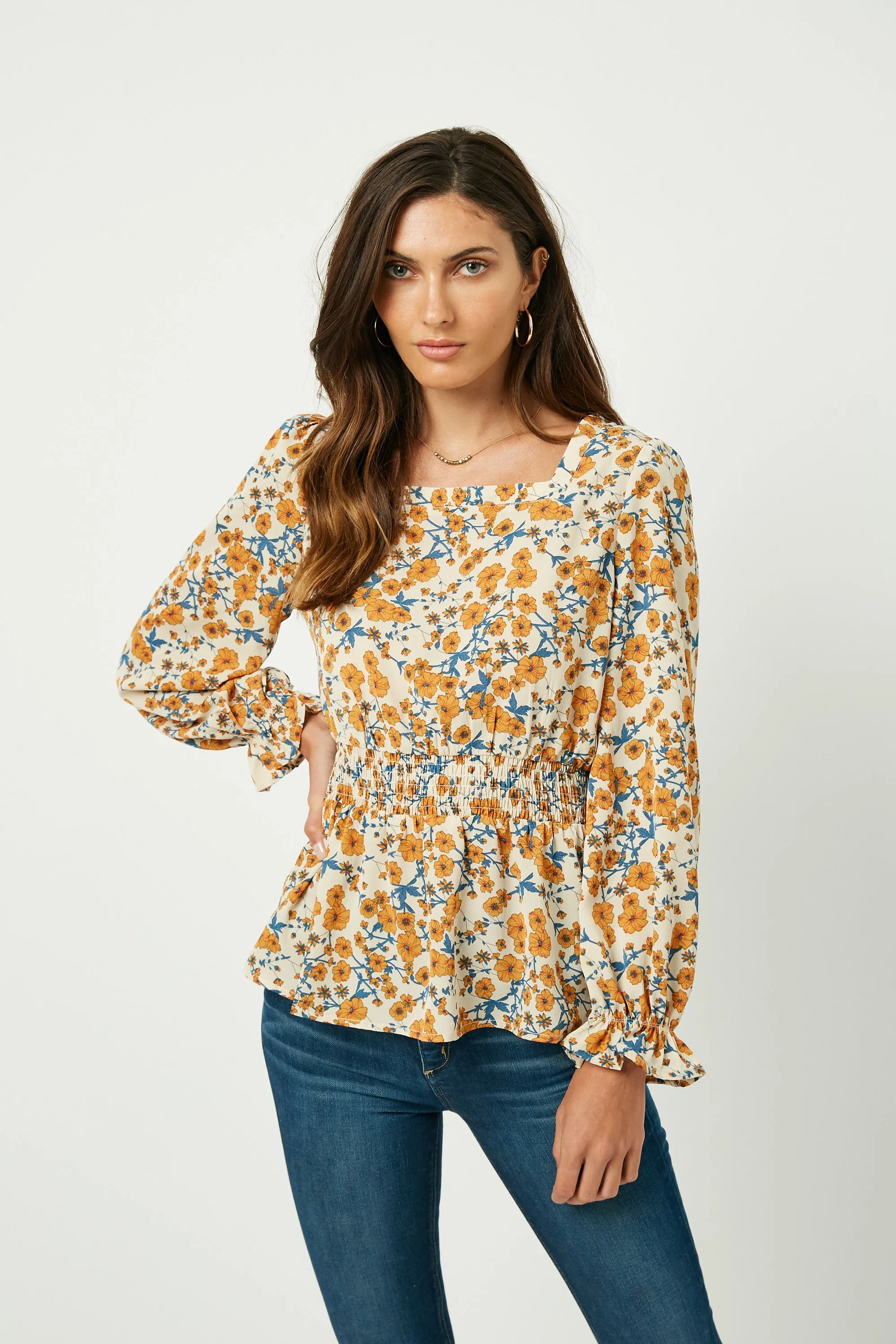 Womens Square Neck Long Sleeve Printed Top sold by Hayden product image thumbnail 4