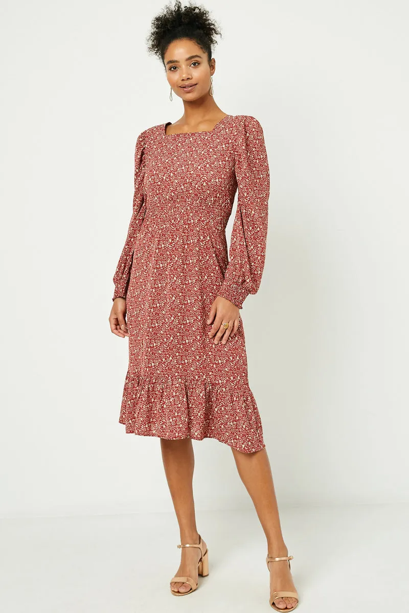 Womens Long Sleeve Square Neck Midi Dress sold by Hayden product image thumbnail 4