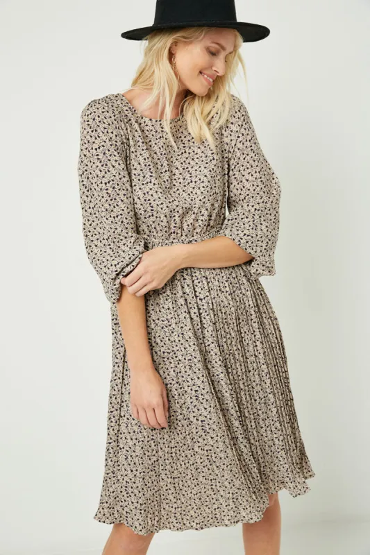 Womens Ditsy Print Pleated Skirt Midi Dress sold by Hayden