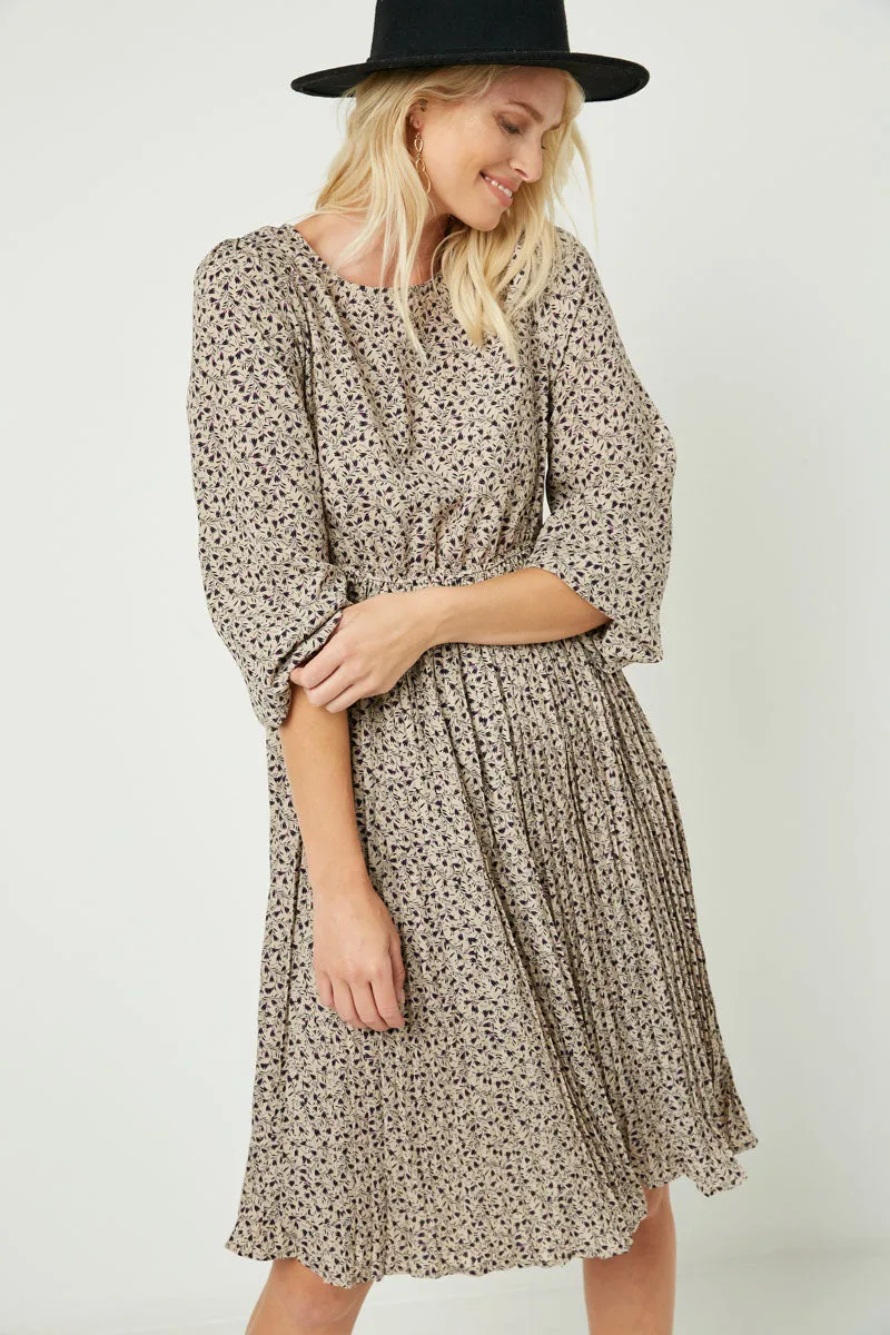 Womens Ditsy Print Pleated Skirt Midi Dress sold by Hayden