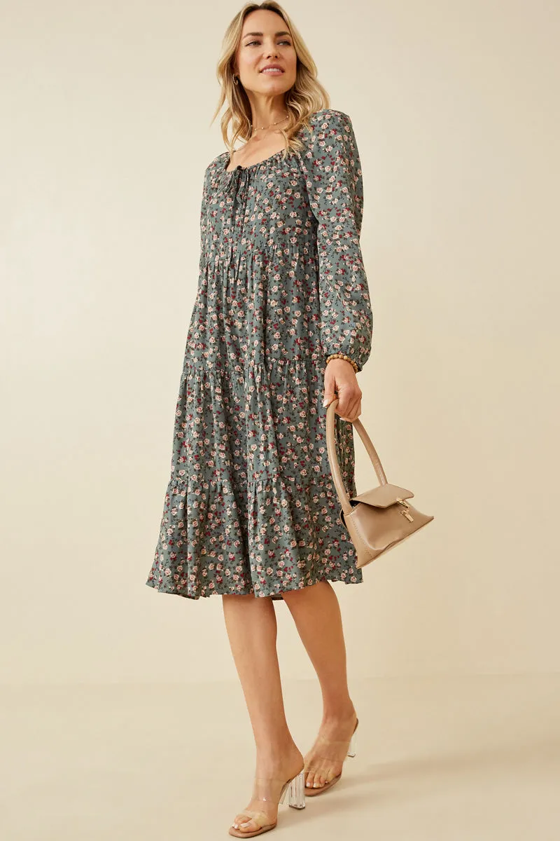 Womens Square Neck Tiered Midi Dress sold by Hayden