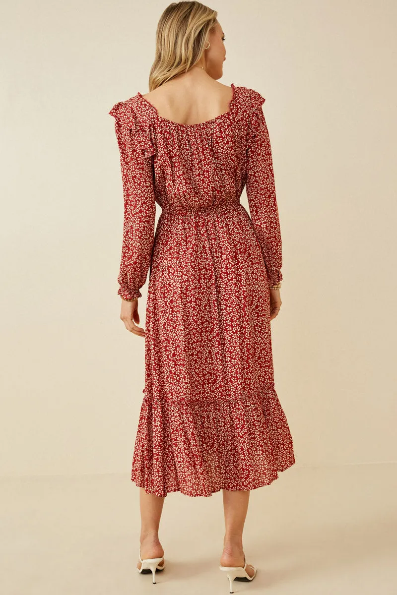 Womens Square Neck Floral Ruffle Maxi Dress sold by Hayden product image thumbnail 4