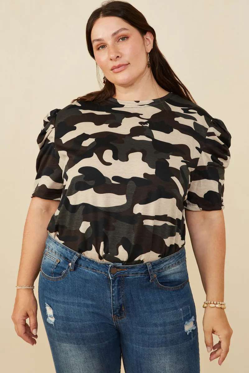 Womens Camo Puff Sleeve Top sold by Hayden product image thumbnail 2