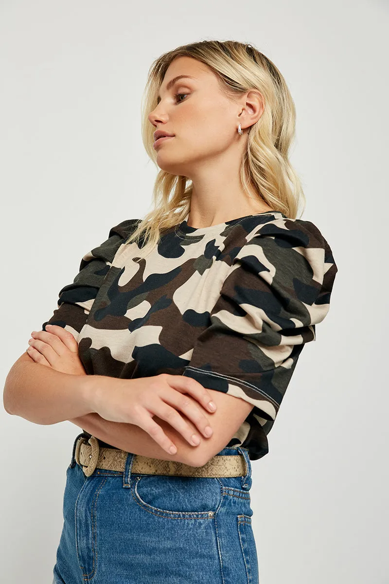 Womens Camo Puff Sleeve Top sold by Hayden product image thumbnail 4