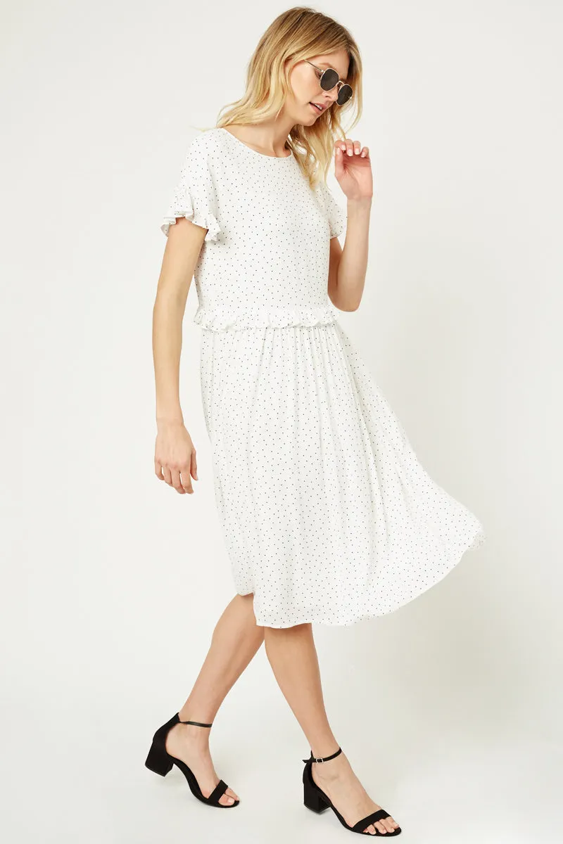 Womens Polka-Dot Ruffle Midi Dress sold by Hayden product image thumbnail 3