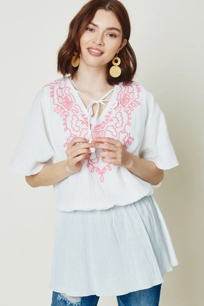 Womens Embroidered Heart Tunic Top sold by Hayden