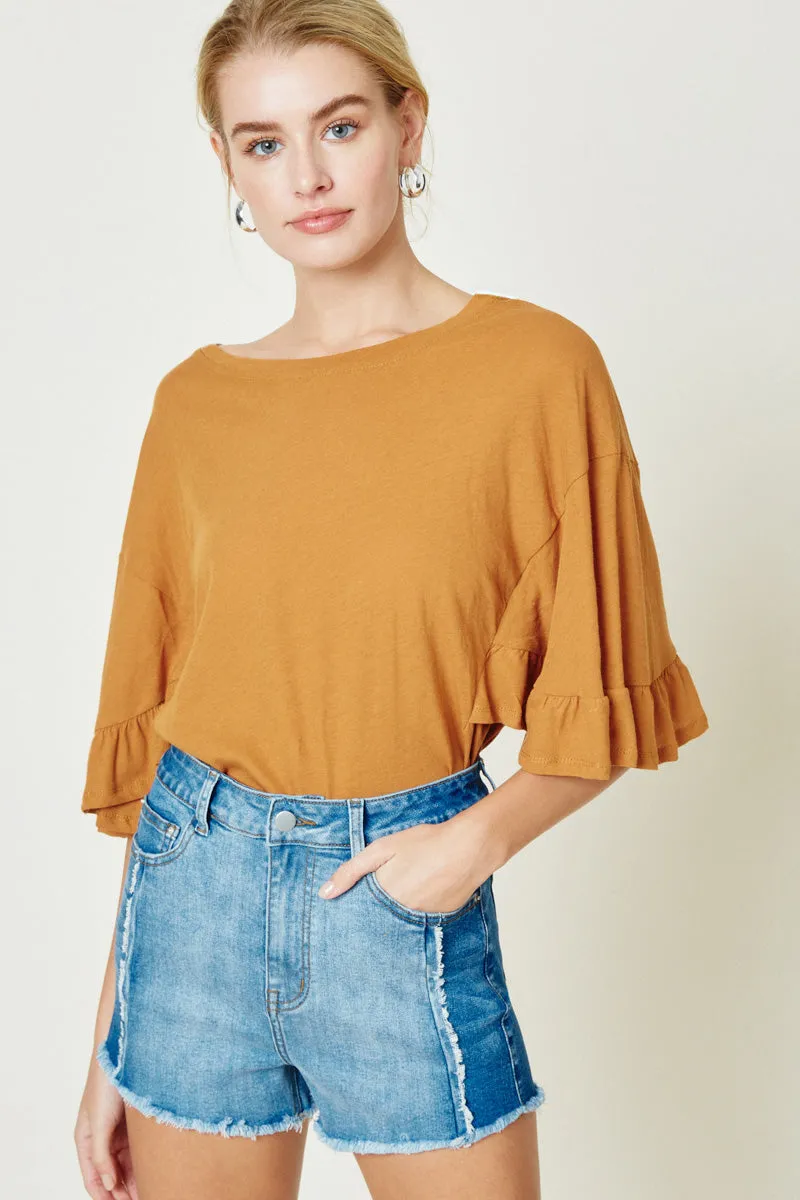 Womens Frayed Colorblock Denim Shorts sold by Hayden product image thumbnail 3