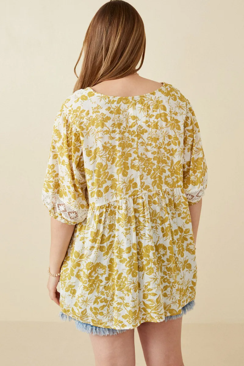 Womens Floral Lace Puff Sleeve Tunic Top sold by Hayden product image thumbnail 4