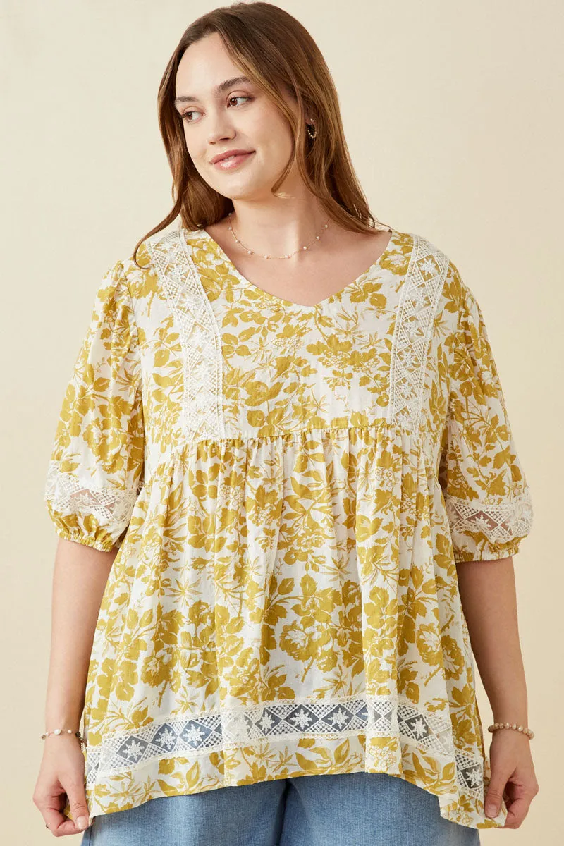Womens Floral Lace Puff Sleeve Tunic Top sold by Hayden