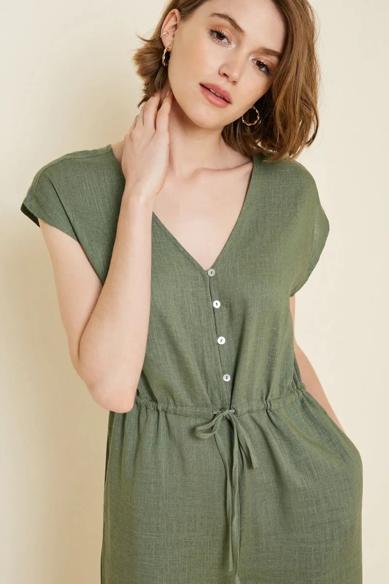 Womens Linen Button-Down Palazzo Jumper sold by Hayden product image thumbnail 4