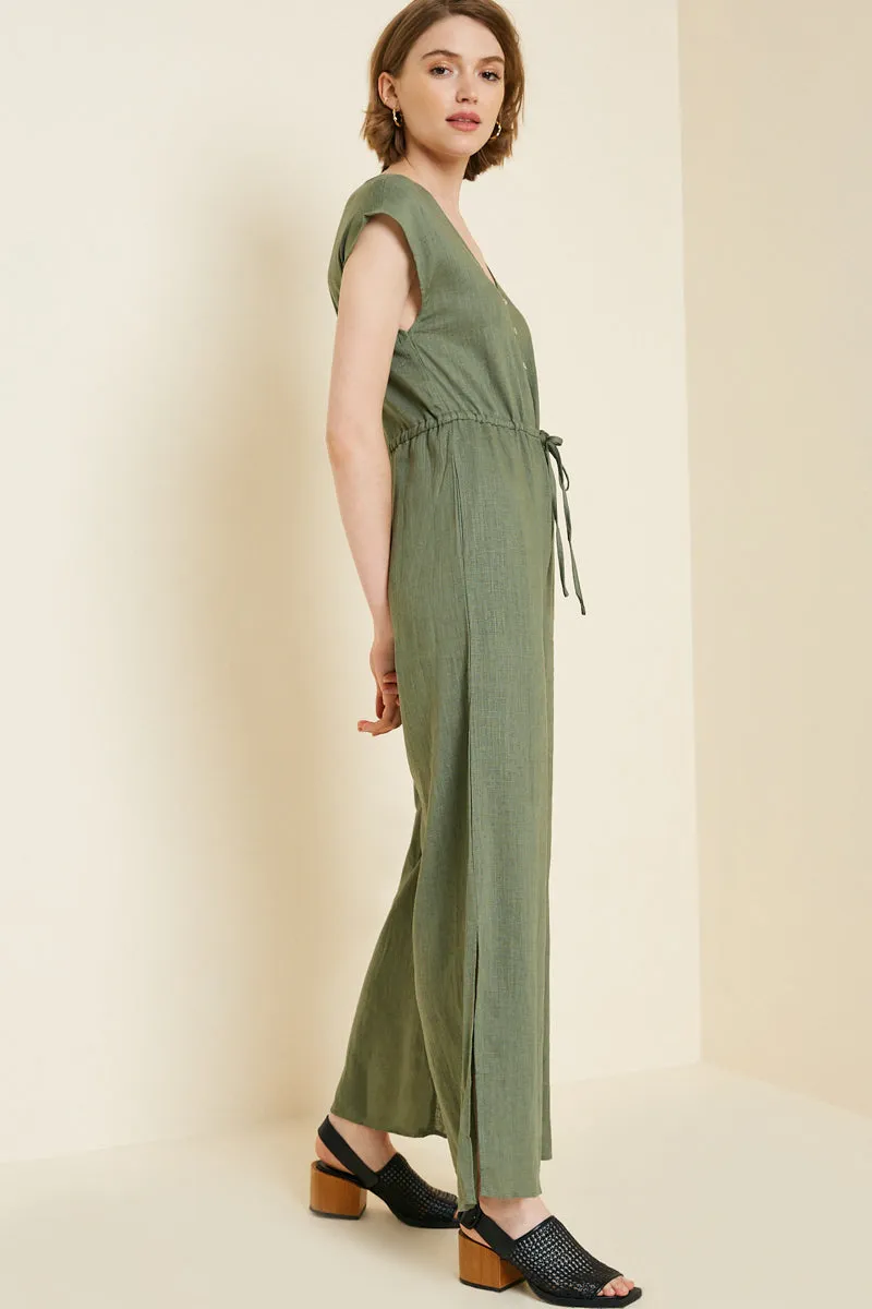 Womens Linen Button-Down Palazzo Jumper sold by Hayden product image thumbnail 3