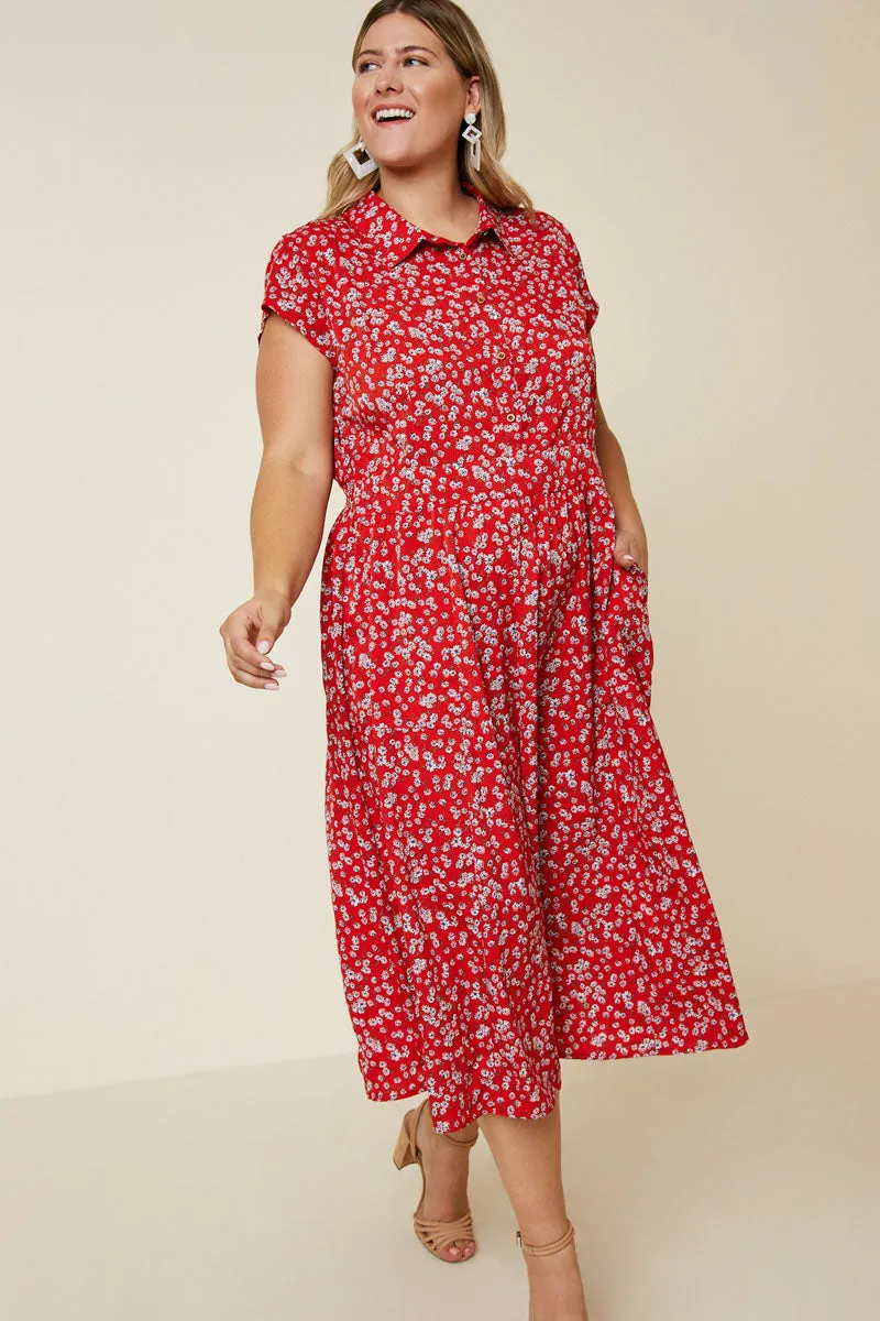 Womens Floral Button-Down Midi Shirt Dress sold by Hayden product image thumbnail 5