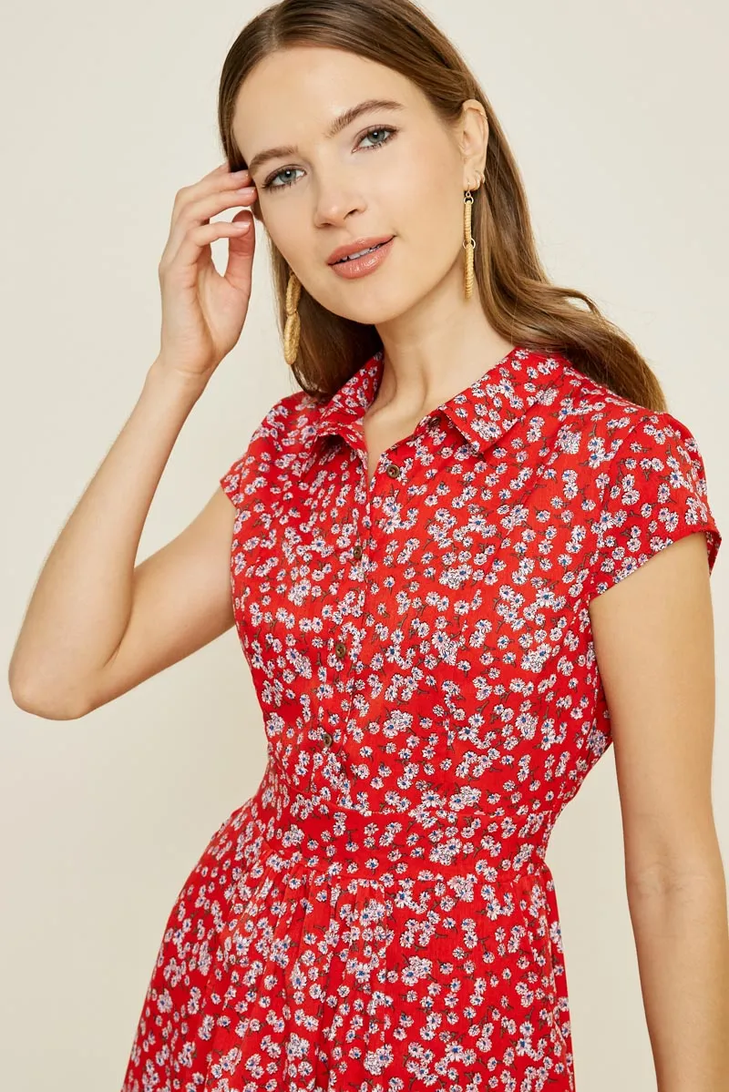 Womens Floral Button-Down Midi Shirt Dress sold by Hayden product image thumbnail 3