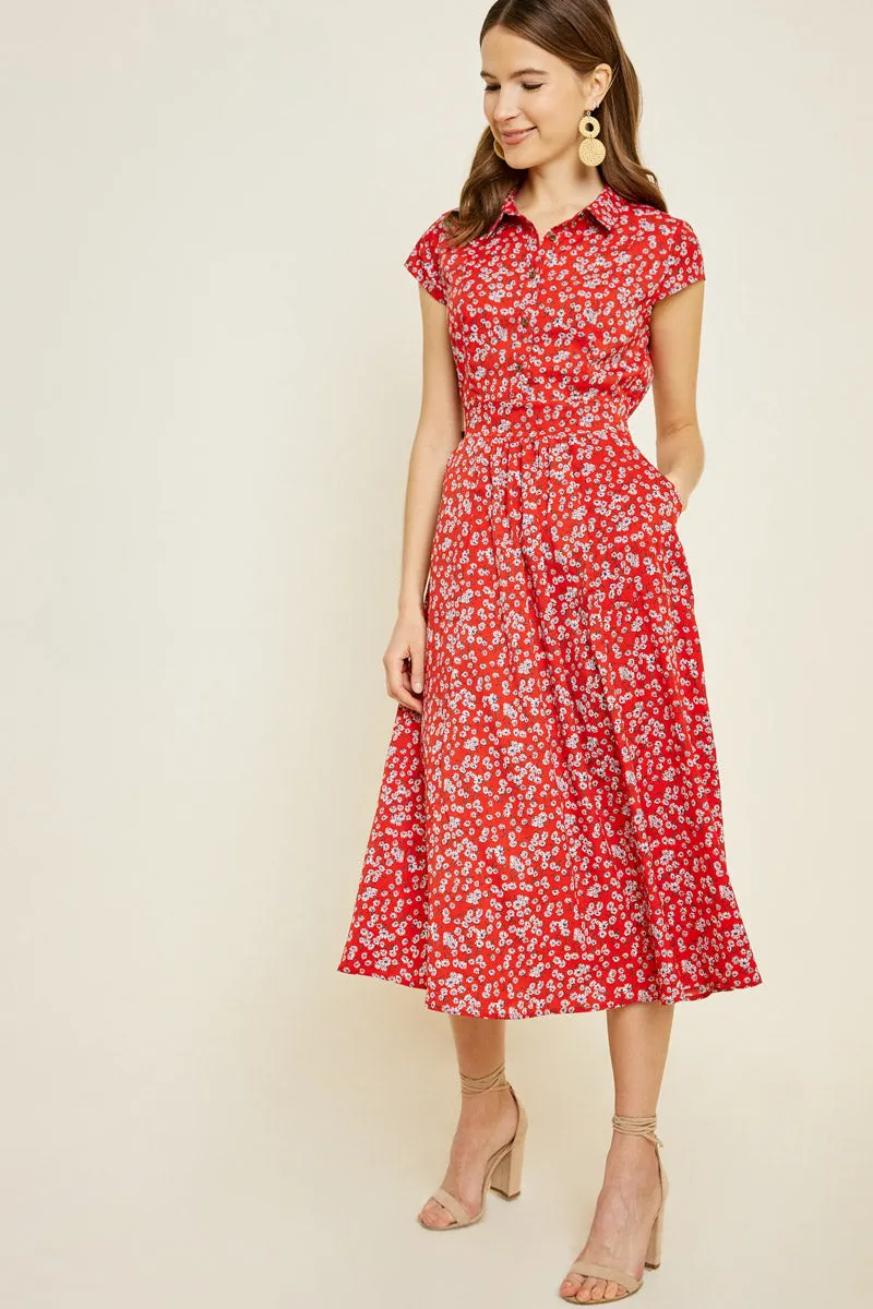 Womens Floral Button-Down Midi Shirt Dress sold by Hayden product image thumbnail 4
