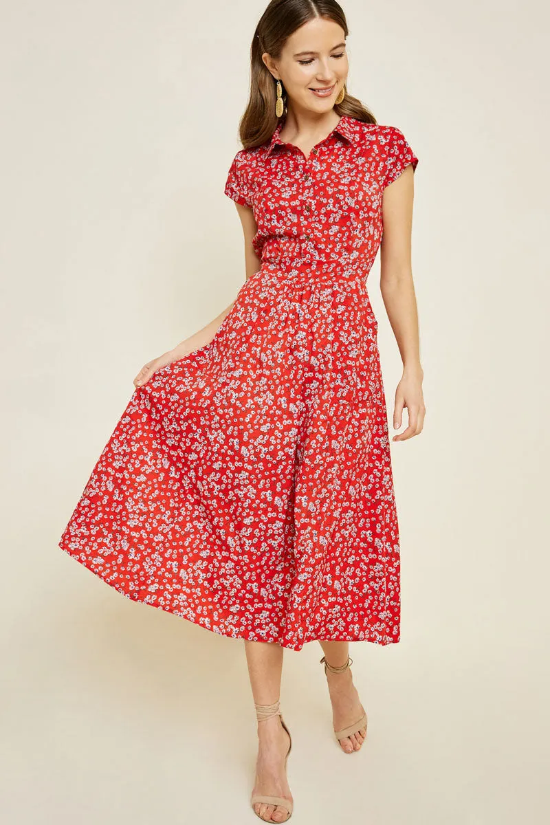 Womens Floral Button-Down Midi Shirt Dress sold by Hayden