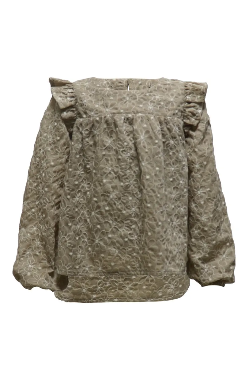 Womens All Over Floral Embroidered Ruffle Detail Top sold by Hayden product image thumbnail 4