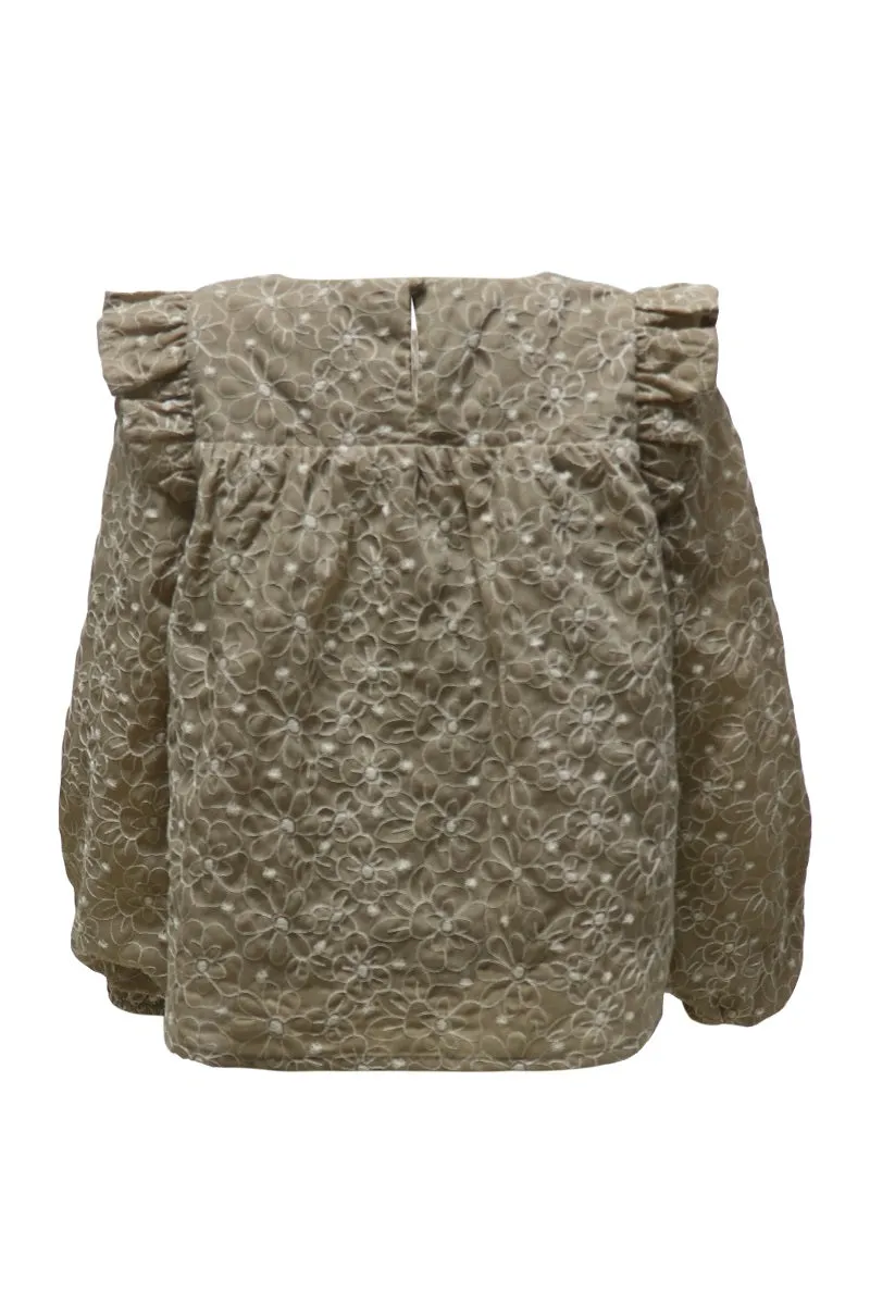 Womens All Over Floral Embroidered Ruffle Detail Top sold by Hayden product image thumbnail 5