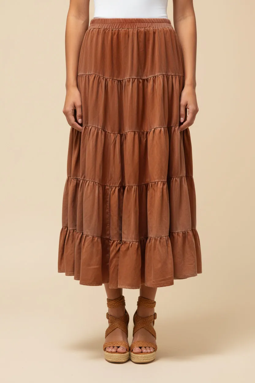 Womens Two Tone Washed Tiered Skirt sold by Hayden product image thumbnail 4