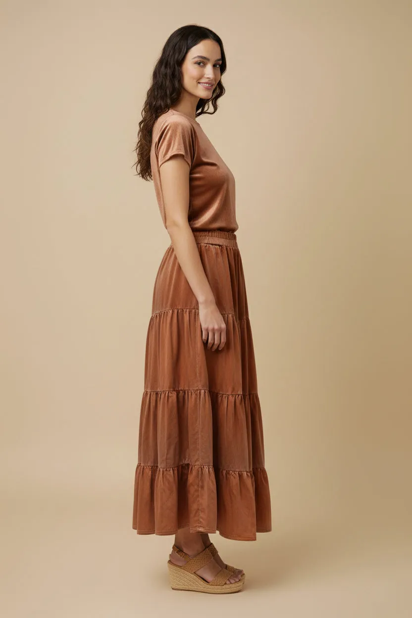 Womens Two Tone Washed Tiered Skirt sold by Hayden product image thumbnail 2