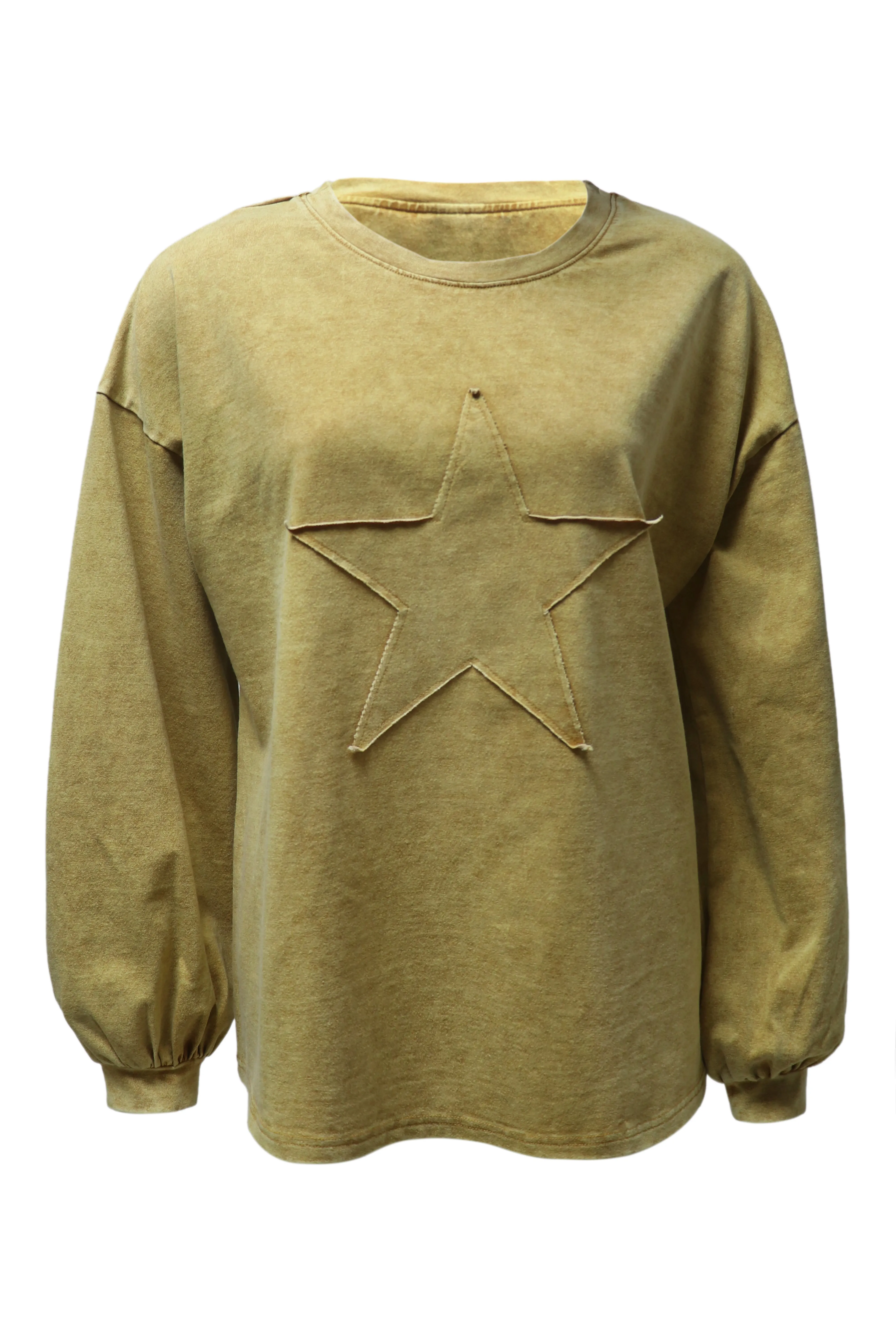 Womens Tonal Star Patch Washed Sweatshirt sold by Hayden product image thumbnail 3