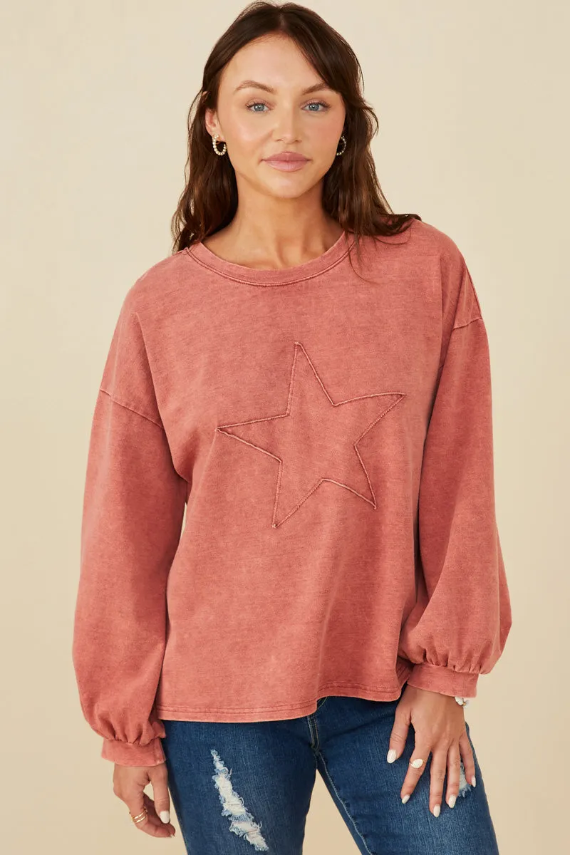 Womens Tonal Star Patch Washed Sweatshirt sold by Hayden product image thumbnail 5