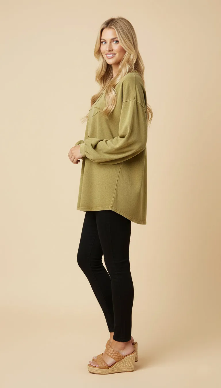 Womens Tonal Star Patch Washed Sweatshirt sold by Hayden product image thumbnail 2