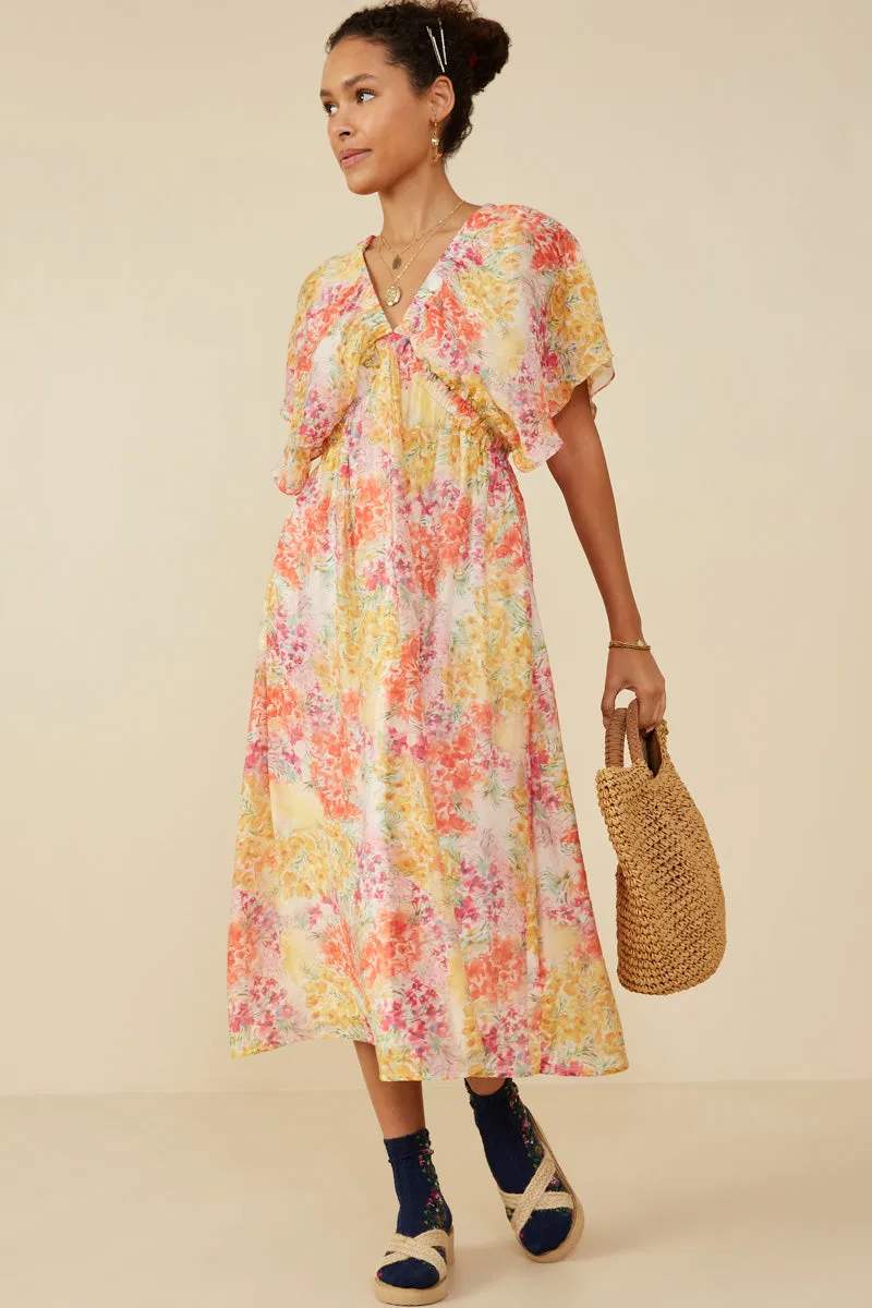 Womens Textured Floral Gathered V Neck Dress sold by Hayden