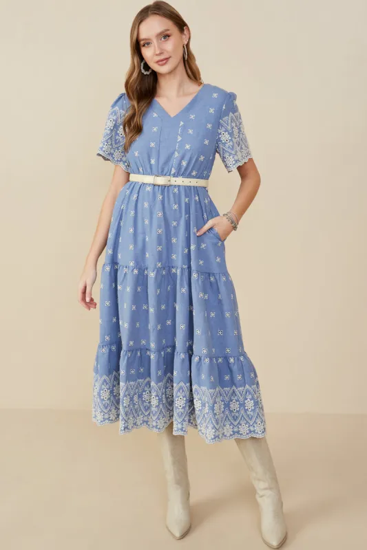 Womens Floral Embroidered Border Detail Dress sold by Hayden