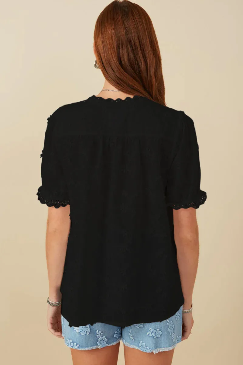 Womens Floral Crochet Eyelet And Lace Blouse sold by Hayden product image thumbnail 5