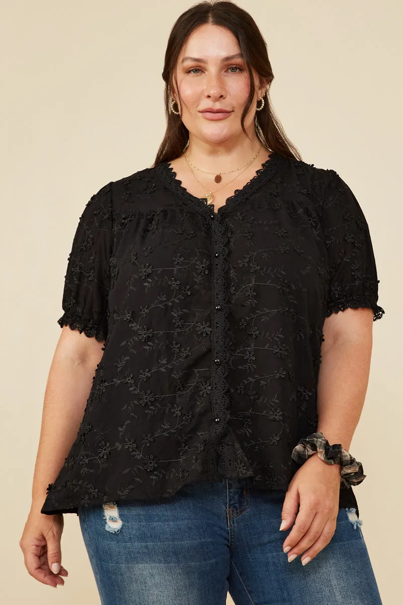 Womens Floral Crochet Eyelet And Lace Blouse sold by Hayden product image thumbnail 2