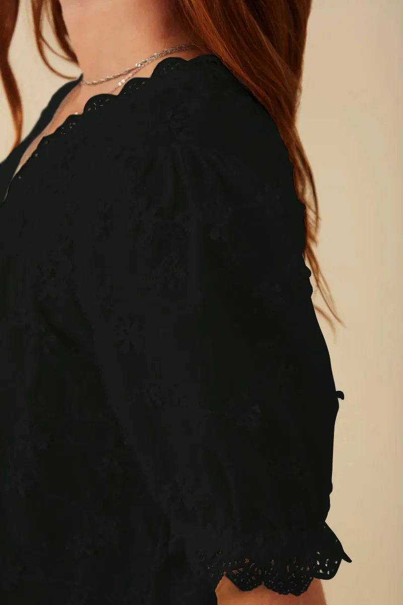 Womens Floral Crochet Eyelet And Lace Blouse sold by Hayden product image thumbnail 4