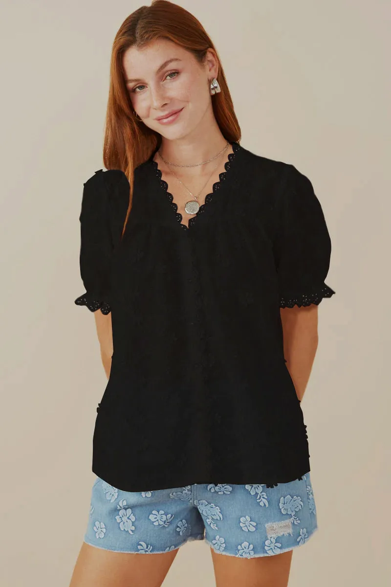 Womens Floral Crochet Eyelet And Lace Blouse sold by Hayden