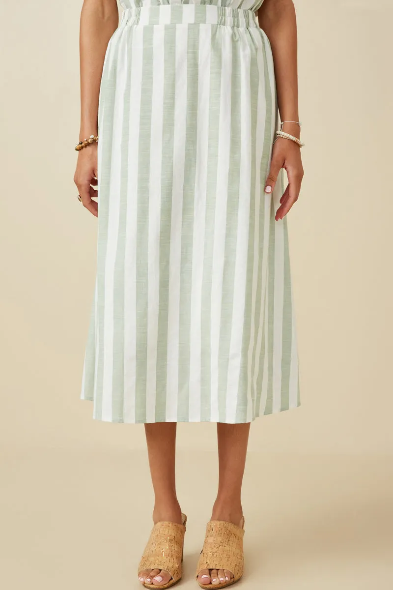 Womens Striped Elastic Waist Midi Skirt sold by Hayden