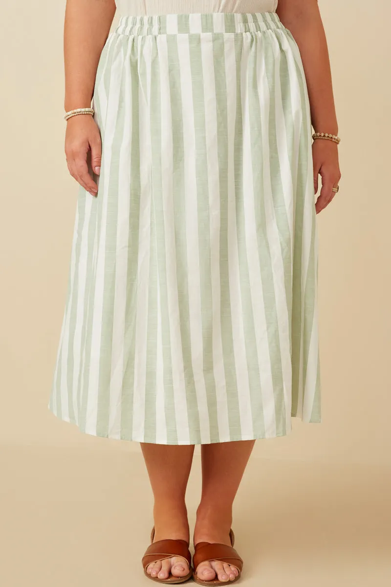 Womens Striped Elastic Waist Midi Skirt sold by Hayden product image thumbnail 2
