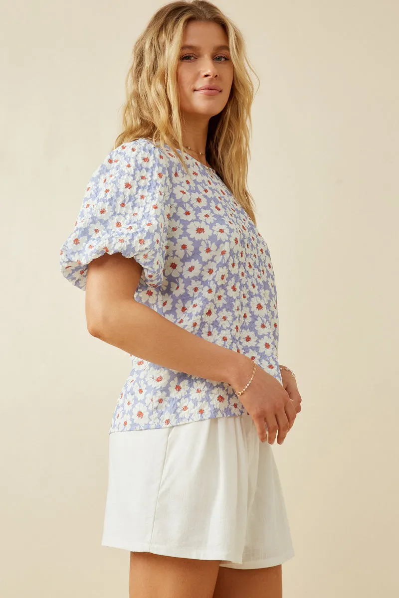 Womens Textured Daisy Print Puff Sleeve Top sold by Hayden product image thumbnail 4