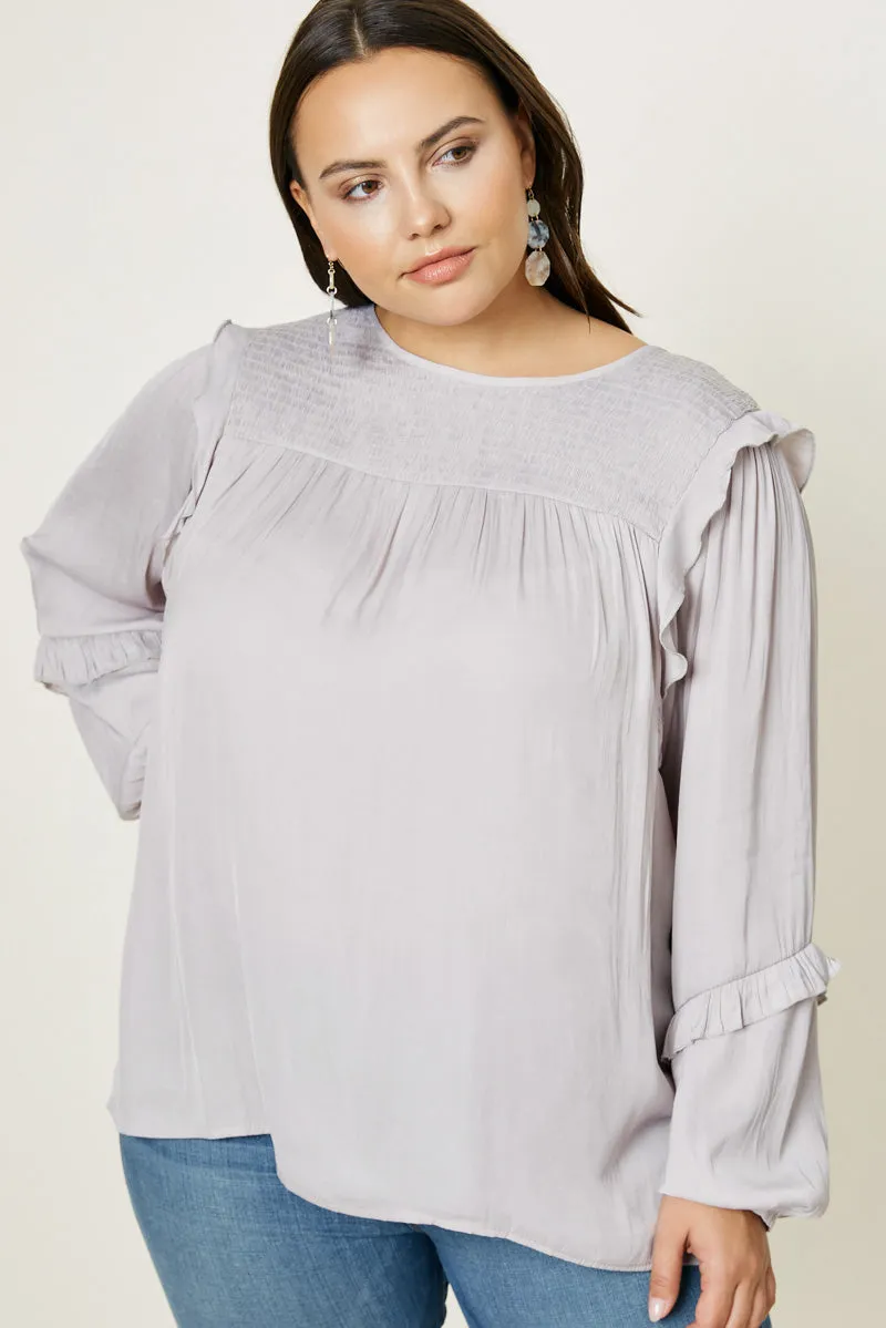 Womens Ruched Ruffle Puff Sleeve Top sold by Hayden product image thumbnail 2