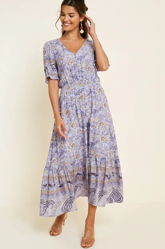 Womens Floral Smock Waist Maxi Dress sold by Hayden