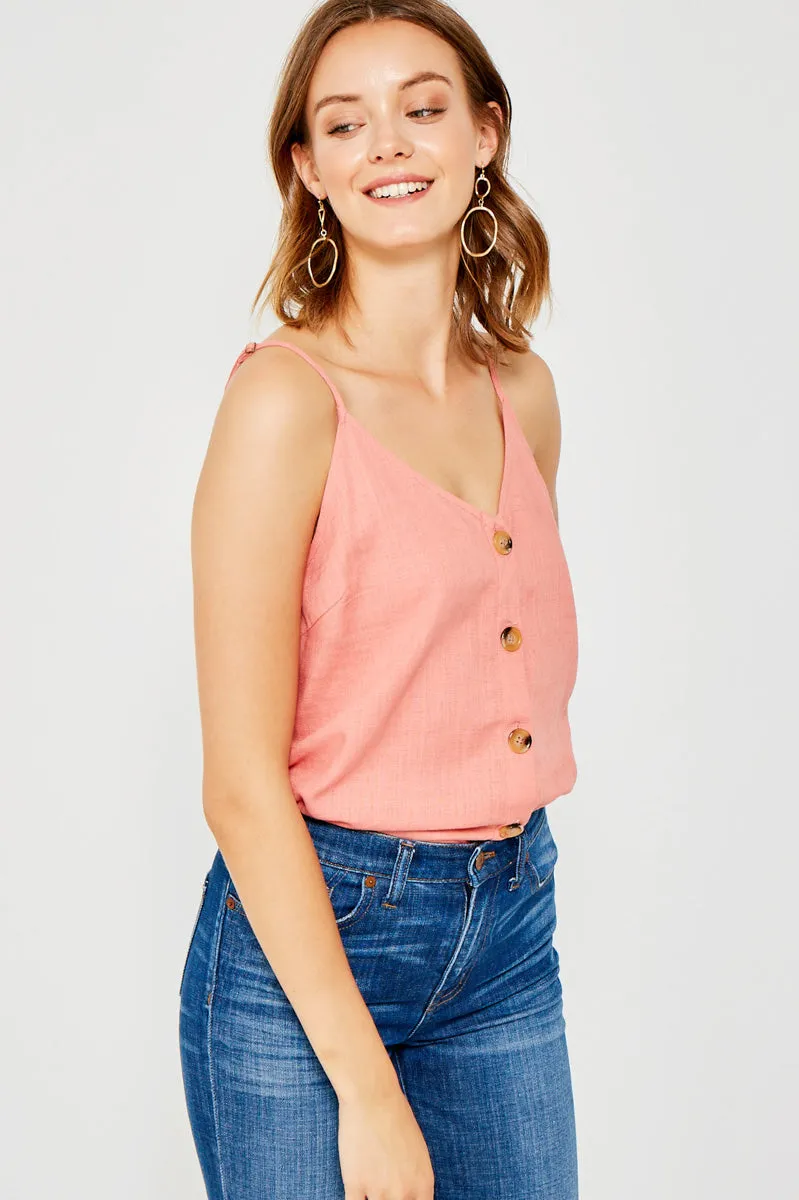 Womens Linen Sleeveless Button-Down Tank sold by Hayden product image thumbnail 3