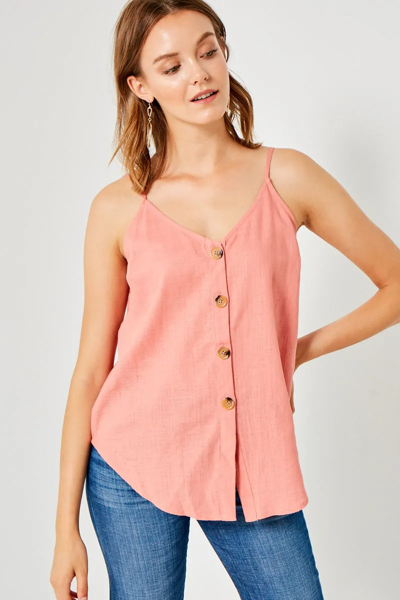 Womens Linen Sleeveless Button-Down Tank sold by Hayden