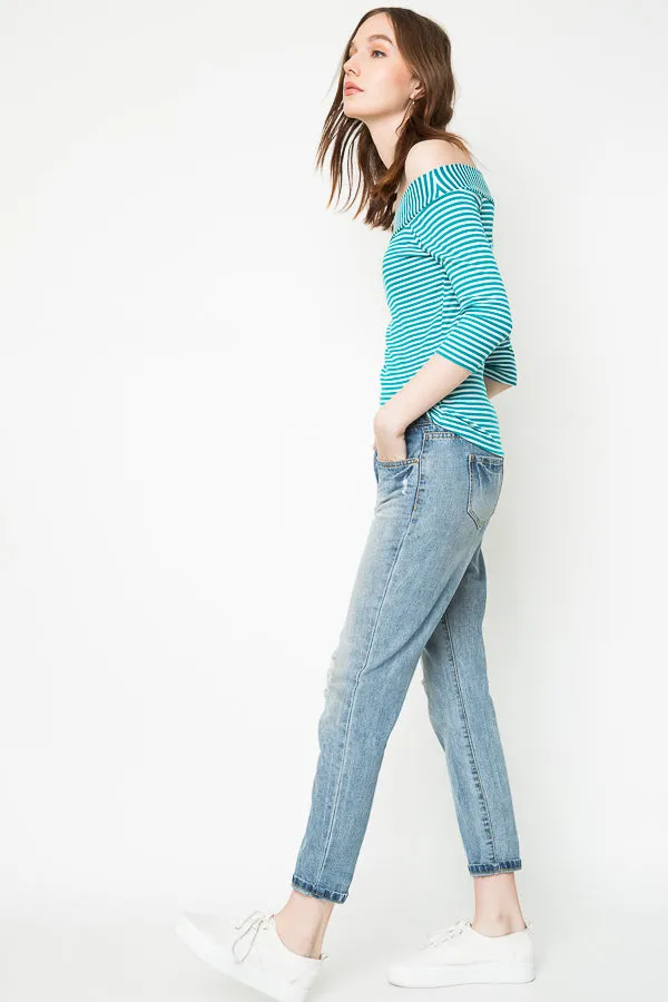 Womens Stripe Off The Shoulder Top sold by Hayden product image thumbnail 3