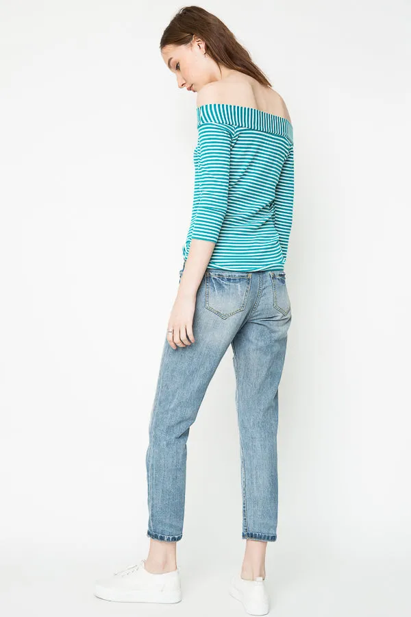 Womens Stripe Off The Shoulder Top sold by Hayden product image thumbnail 4