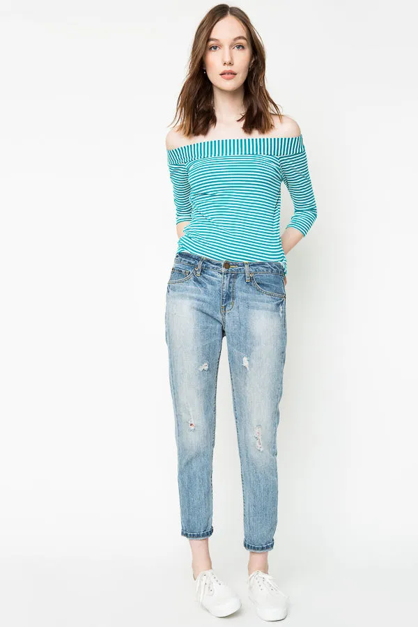 Womens Stripe Off The Shoulder Top sold by Hayden