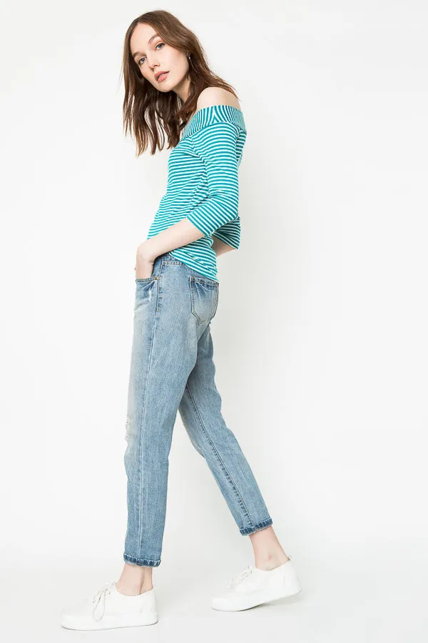 Womens Stripe Off The Shoulder Top sold by Hayden product image thumbnail 2