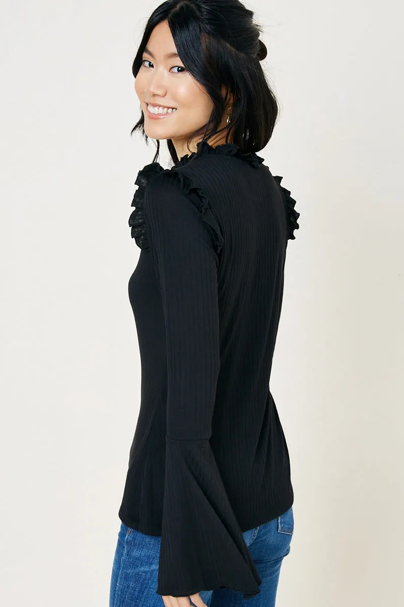Womens Bell Sleeve Ruffle Collar Knit Top sold by Hayden product image thumbnail 2