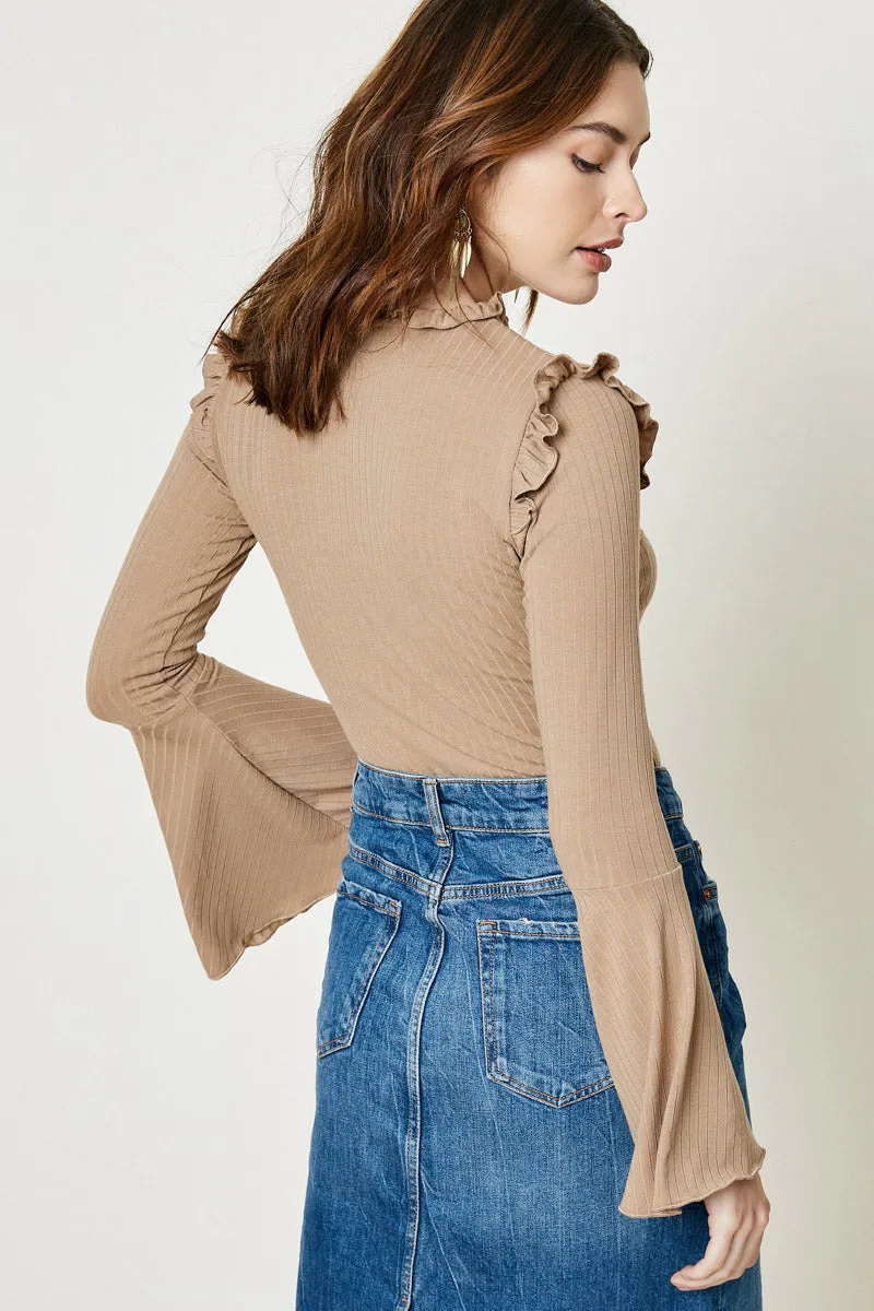 Womens Bell Sleeve Ruffle Collar Knit Top sold by Hayden product image thumbnail 5