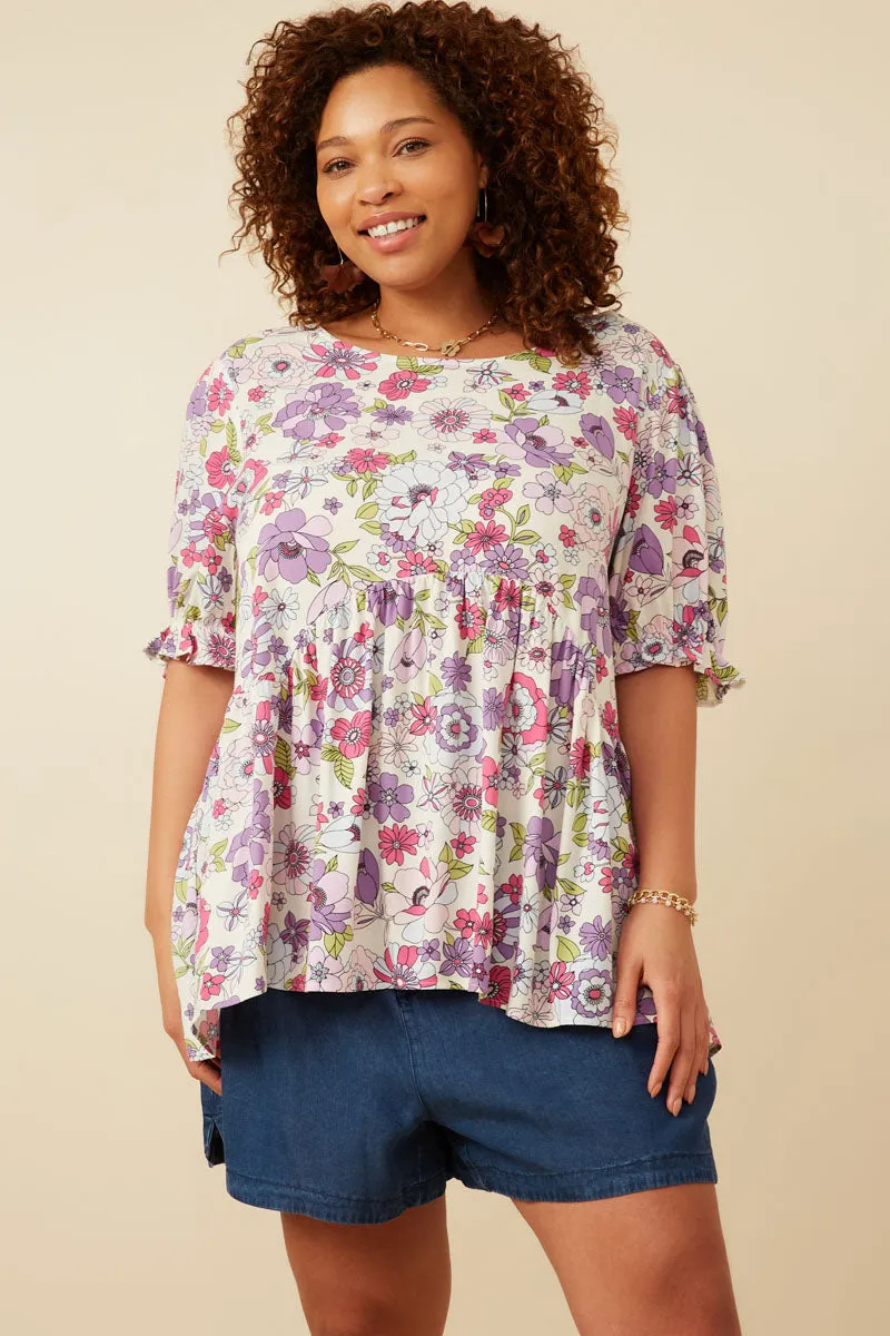 Womens Floral Rounded Hem Peplum Top sold by Hayden product image thumbnail 2