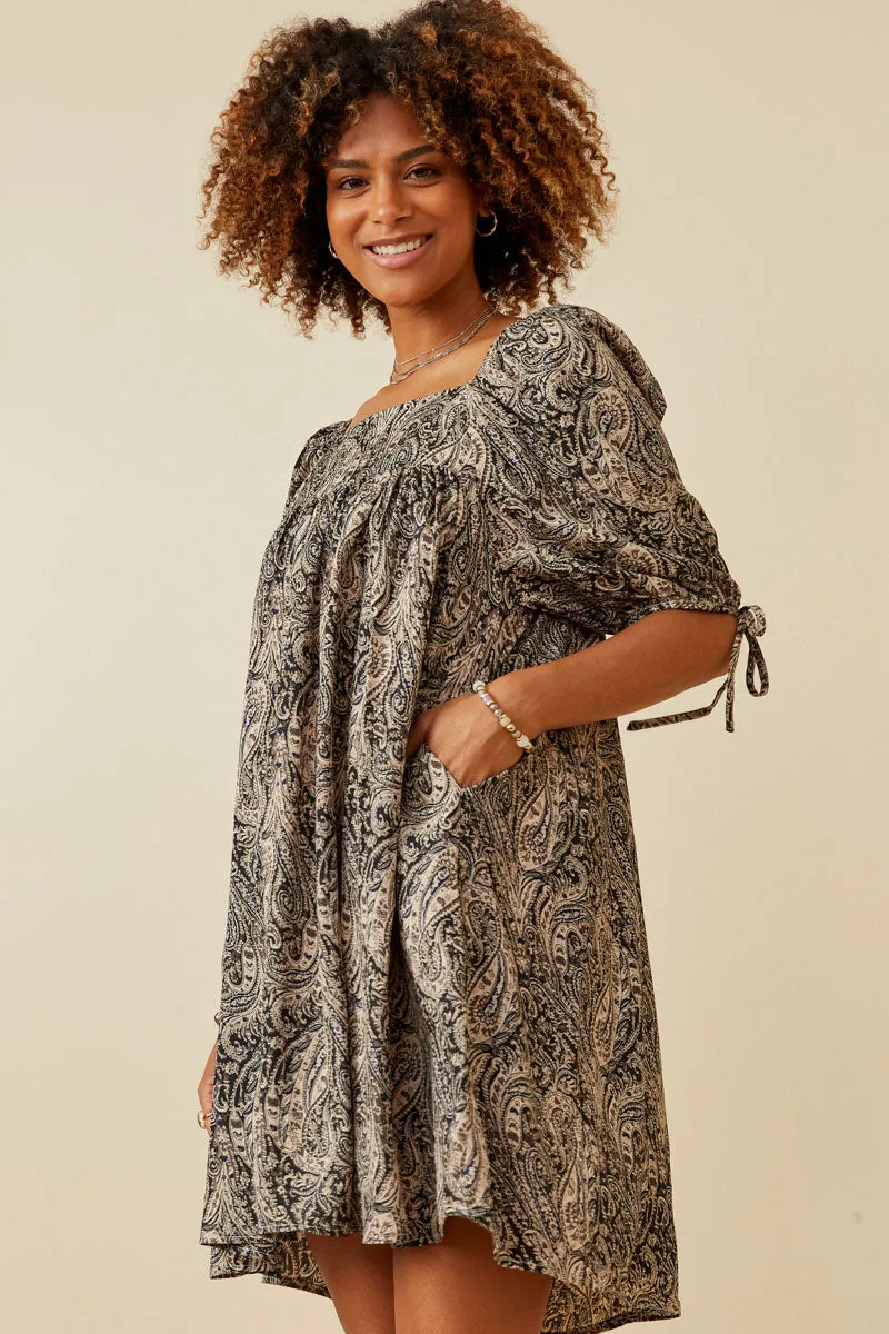 Womens Paisley Print Tie Sleeve Square Neck Dress sold by Hayden product image thumbnail 3