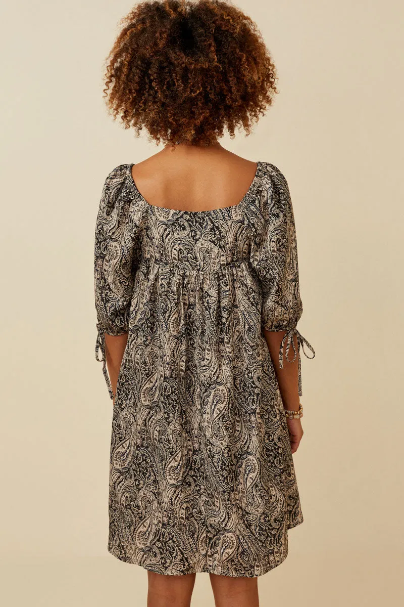 Womens Paisley Print Tie Sleeve Square Neck Dress sold by Hayden product image thumbnail 4